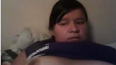 Indian girlfriend playing with her tits