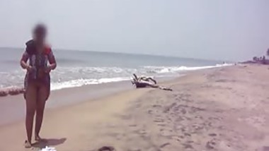 Desi wifey On Beach - Canging Lower Dress