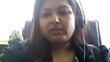 Bored Desi chubby on webcam plays with her boobie