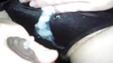 White milf taking my cum all over her gstring wow