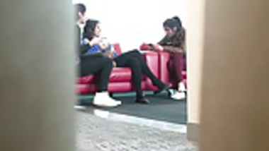 Candid Indian Chick Feet Shoeplay Dangling Black Tights