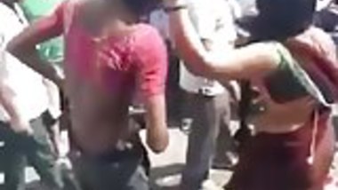 Tranny beats her slave in public