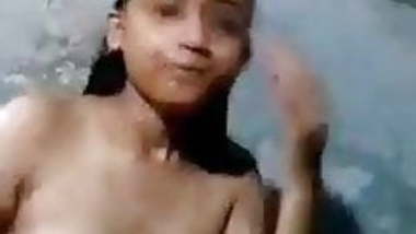 Indian teen girl bathing