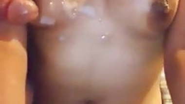 Cum on her young Indian tits