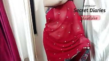 Red Bikini And Red Saree Desi Mom Milf Big boobs