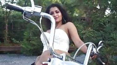 Indian mature Maya rati strips on motorcycle